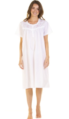 La Marquise Emily Dot Polycotton Short Sleeve Nightdress